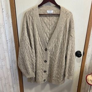 Old Navy Neutral Beige Cable-Knit Sweater Cardigan 4X